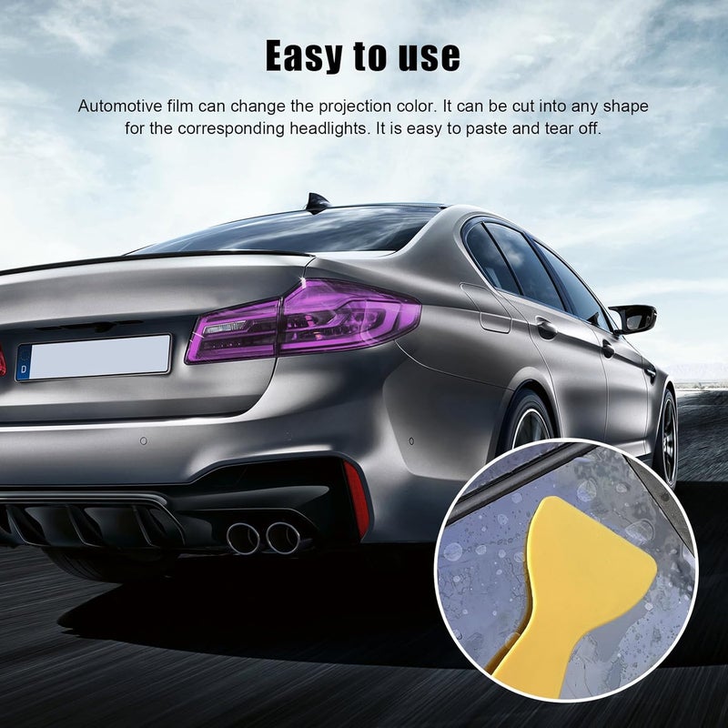 Suvnie 12 × 48 Inch Car Light Tint Film, Shiny Chameleon Headlights Tail Lights Fog Lights Films with Squeeze & Cutter, Self Adhesive Vinyl Film Sticker Sheet Roll Car Accessories (Purple) - Image 5